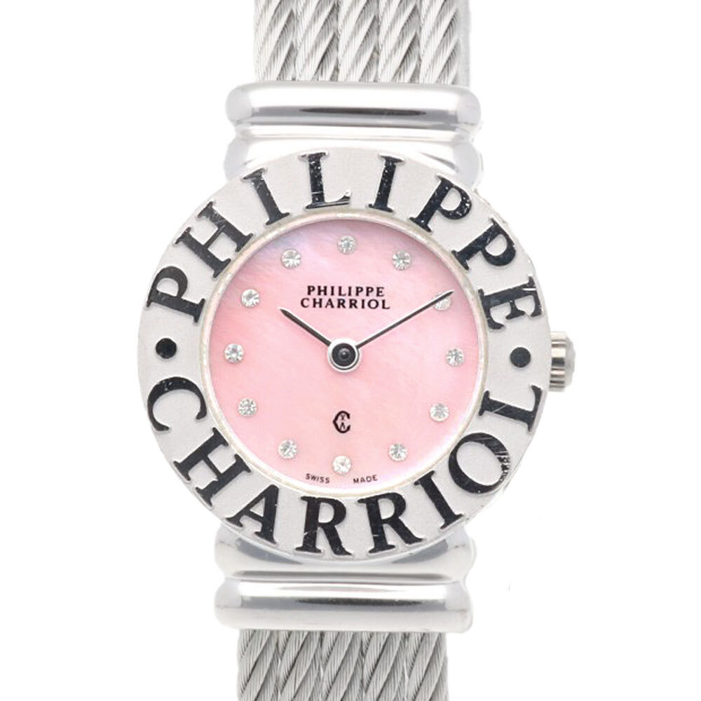 Charriol Santos Rope Watch, Stainless Steel Quartz Women's 97.13461, Pink Shell
